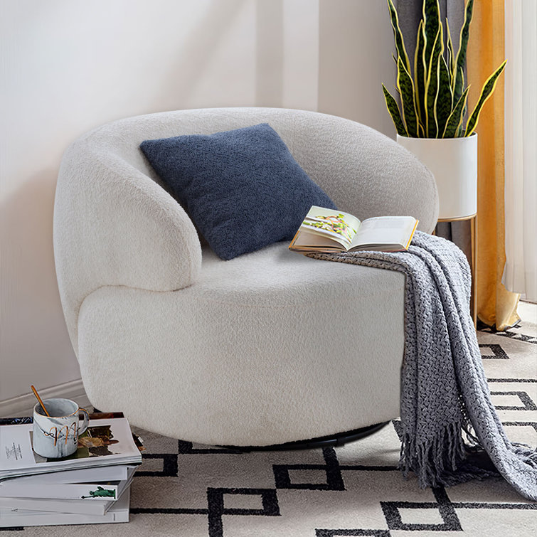 Latitude Run® Upholstered Swivel Barrel Chair Wayfair
